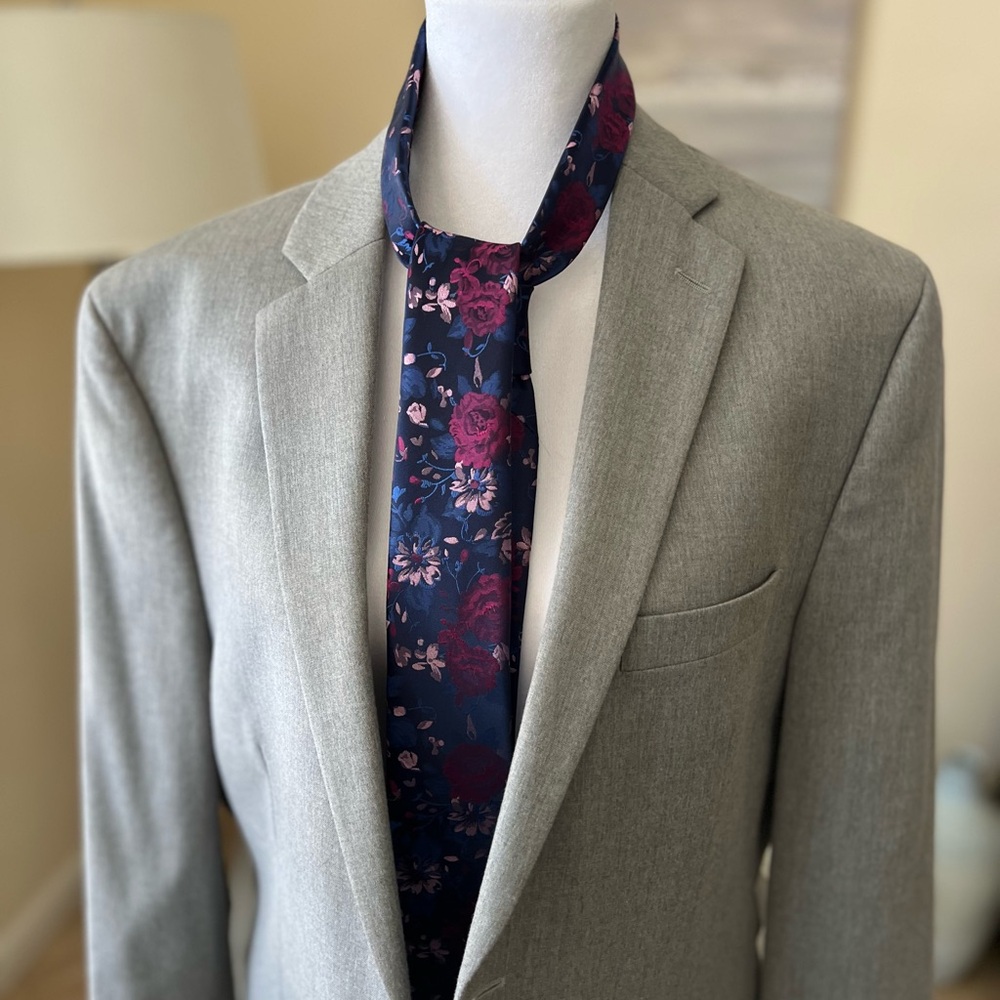 Bar III Navy and Pink Floral Necktie